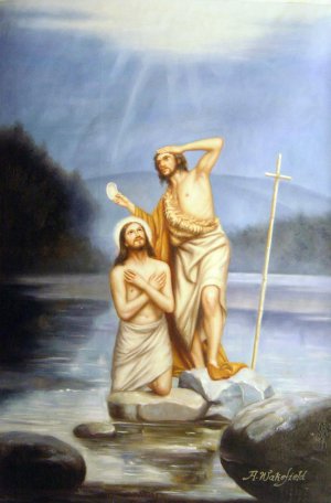 Baptism Of Christ, Carl Heinrich Bloch, Art Paintings