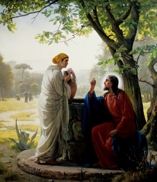 Christ and the Samaritan Woman. The painting by Carl Heinrich Bloch