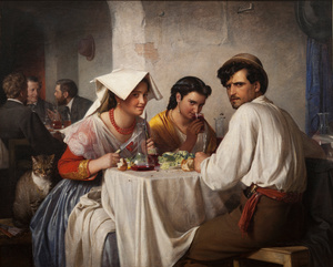 Famous paintings of Cafe Dining: In a Roman Osteria
