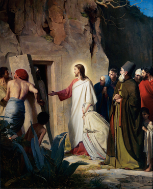 Carl Heinrich Bloch, Jesus Raising Lazarus from the Dead, Painting on canvas