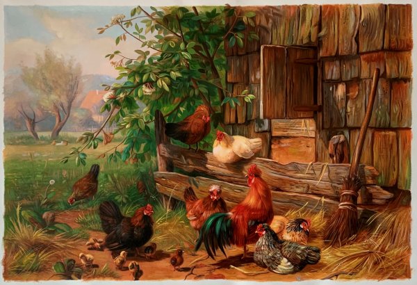 A Chicken Run Oil Painting Reproduction