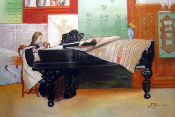 Playing Scales. The painting by Carl Larsson