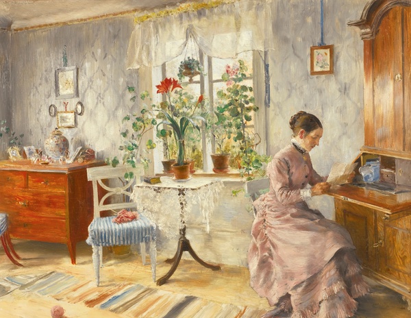 The Letter. The painting by Carl Larsson