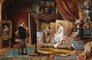 Carl Schweninger, Jr., An Artist and His Model , Painting on canvas