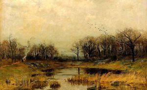 Carl Skanberg, Landscape with Lake (Autumn Landscape), Art Reproduction