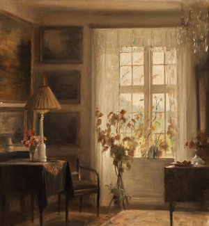 Carl Vilhelm Holsoe, An Interior 2, Painting on canvas