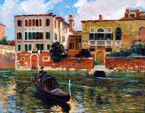 Carlo Brancaccio, Gondolier in Venice, Painting on canvas