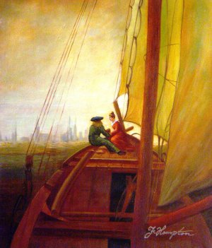 Caspar David Friedrich, On Board A Sailing Ship, Painting on canvas