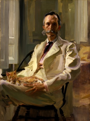 Cecilia Beaux, Man with the Cat (Henry Sturgis Drinker) , Painting on canvas