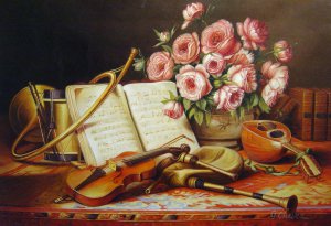 A Musical Still Life, Charles Antoine Joseph Loyeux, Art Paintings