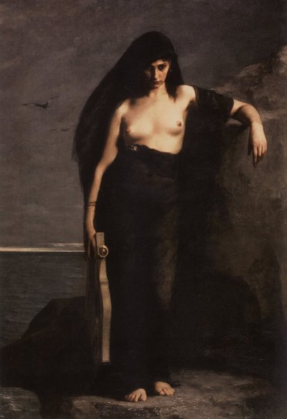 Portrait of Sappho 2, 1877. The painting by Charles August Mengin