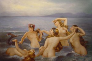 Charles Boutibonne, Mermaids Frolicking In The Sea, Art Reproduction