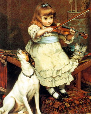 Charles Burton Barber, A Broken String, Painting on canvas