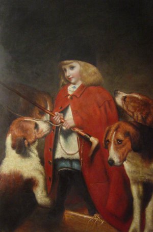 Reproduction oil paintings - Charles Burton Barber - A Young Girl With Foxhounds