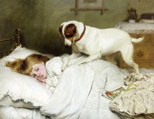 Charles Burton Barber, Time to Wake Up, Painting on canvas