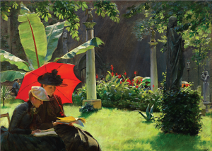 Charles Courtney Curran, Afternoon in the Cluny Garden, Paris, Painting on canvas