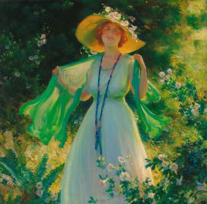 Charles Courtney Curran, Path of Flowers, Art Reproduction