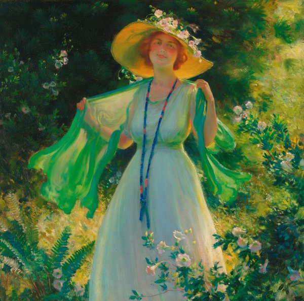 Path of Flowers. The painting by Charles Courtney Curran