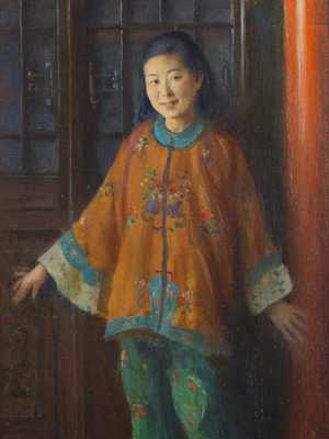 Charles Courtney Curran, Portrait of Liang L-Ling, Painting on canvas