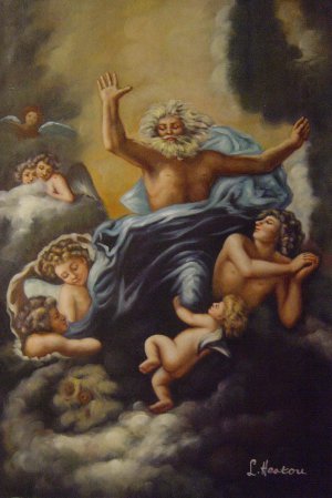 Charles De La Fosse, God The Father, Supported By Angels, Painting on canvas
