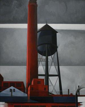 Charles Demuth, Chimney and Water Tower, Painting on canvas