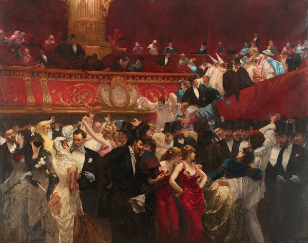 At the Bal Masque, 1880. The painting by Charles Hermans