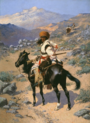 Famous paintings of Horses-Equestrian: An Indian Trapper