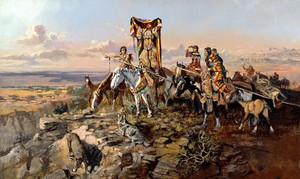 Charles Marion Russell, In the Wake of the Hunters, Painting on canvas