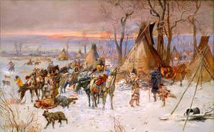 Indian Hunters' Return, Charles Marion Russell, Art Paintings