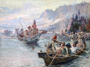 Charles Marion Russell, Lewis and Clark on the Lower Columbia, Painting on canvas
