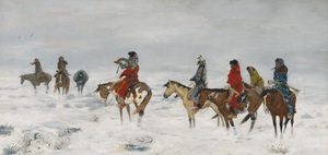 Lost in a Snowstorm – We Are Friends, Charles Marion Russell, Art Paintings