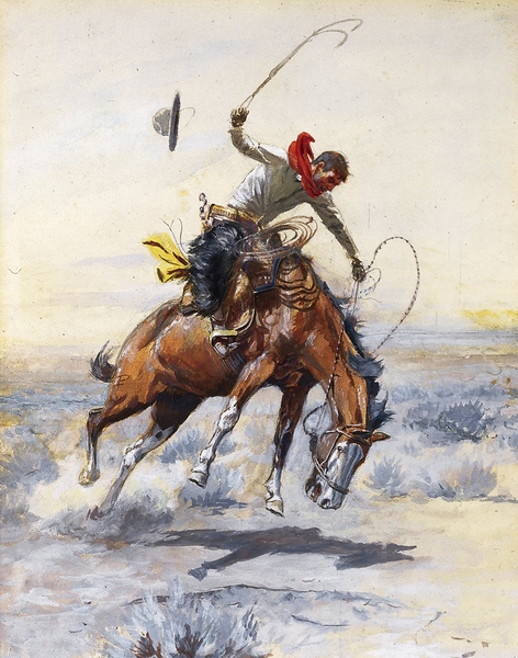 The Bucker. The painting by Charles Marion Russell