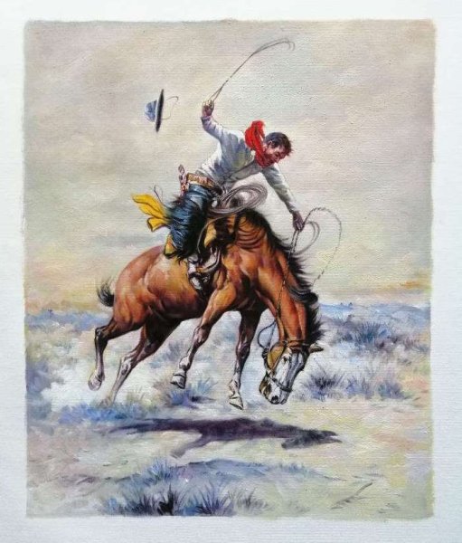The Bucker. The painting by Charles Marion Russell