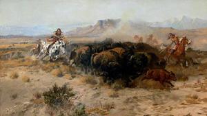 Charles Marion Russell, The Buffalo Hunt (No. 26), Painting on canvas