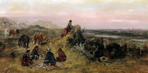 Charles Marion Russell, The Piegans Preparing to Steal Horses from the Crows, Painting on canvas