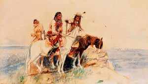 Charles Marion Russell, Three Riders, Painting on canvas