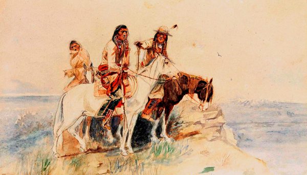 Three Riders. The painting by Charles Marion Russell