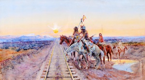 Charles Marion Russell, Trail of the Iron Horse, Painting on canvas