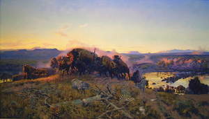 Charles Marion Russell, When The Land Belonged to God, Painting on canvas