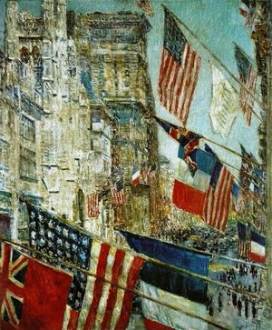 Reproduction oil paintings - Childe Hassam - Display of Flags on Allies Day, May, 1917