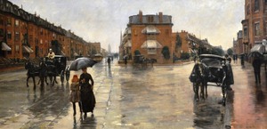 Famous paintings of Street Scenes: A Rainy Day, Boston