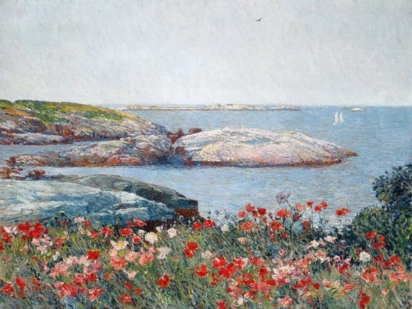 A View of the Poppies, Isles of Shoals. The painting by Childe Hassam