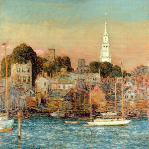 Famous paintings of Waterfront: Along Newport, October Sundown
