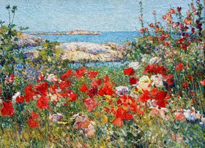 Famous paintings of Waterfront: At Celia Thaxter's Garden, Isles of Shoals, Maine