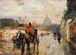 Famous paintings of Street Scenes: At La Val-de-Grace, Spring Morning