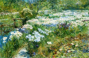 Childe Hassam, At the Water Garden, Painting on canvas