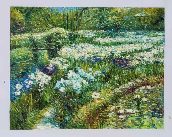 At the Water Garden. The painting by Childe Hassam