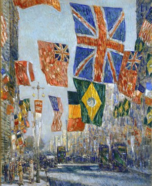 Famous paintings of Street Scenes: Avenue of the Allies, Great Britain, 1918