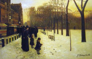 Childe Hassam, Boston Common At Twilight, Painting on canvas