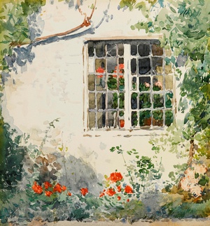 Famous paintings of House Scenes: Flowers Against a White Wall 